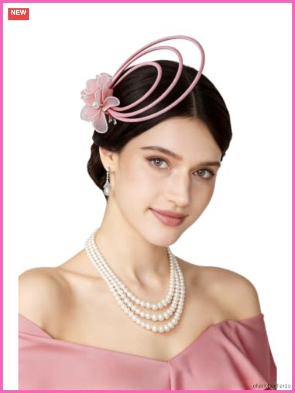 Women's Tulle Fascinator Headband with Pearl & Flower Accents for Tea Party &